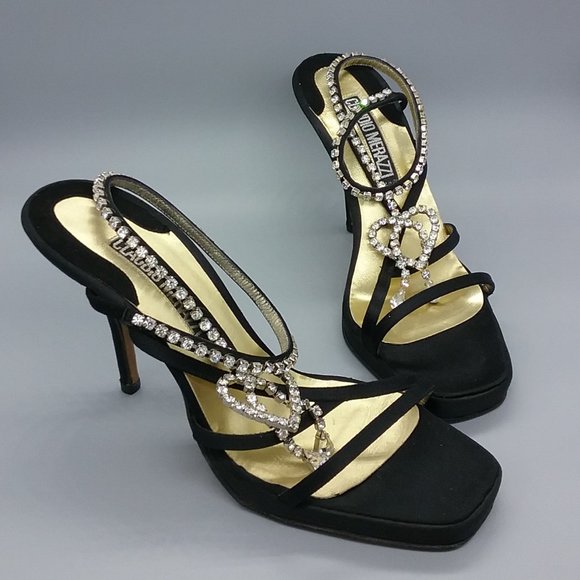 Claudio Merazzi Vintage Satin/Crystal Platform  Heels - Picture 1 of 13